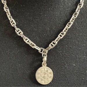 Elegant Solid Silver Necklace with Geometric Pendant Charged Energy by High Chi